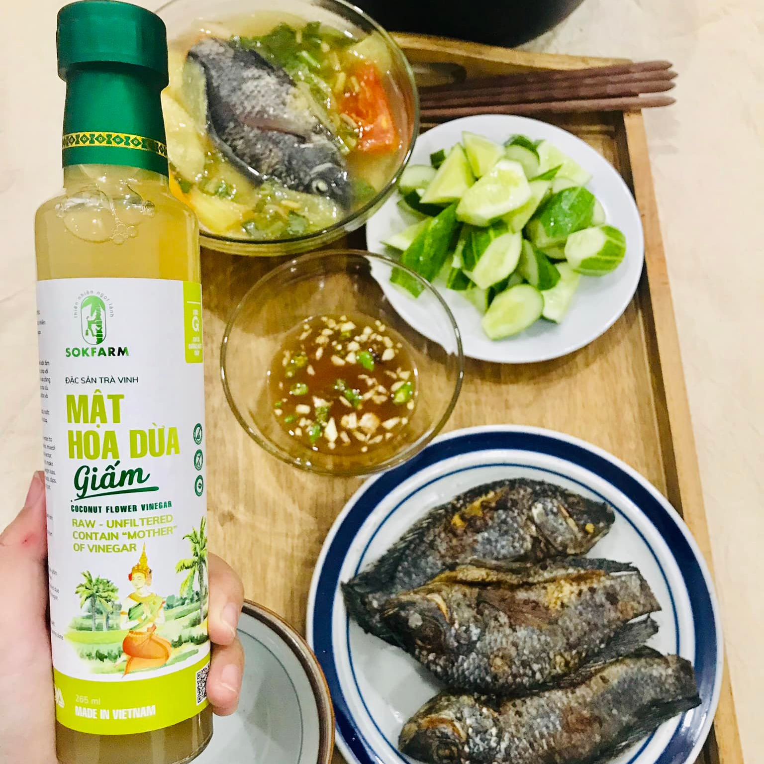 COMBO MẬT HOA DỪA 65GR + GIẤM MẬT HOA DỪA 265 ML - CHÍNH HÃNG - ỔN ĐỊNH ĐƯỜNG HUYẾT, PHÙ HỢP NGƯỜI ĂN KIÊNG, ĂN CHAY