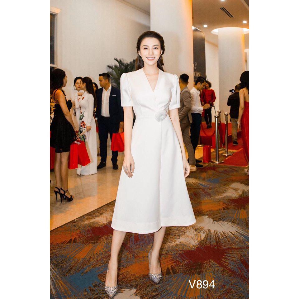 Đầm Trắng Xòe Dự Tiệc Siêu Xinh Sang Trọng