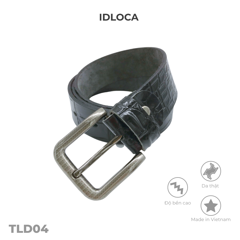 Thắt lưng nam cao cấp IDLOCA da trâu dập vân cá sấu