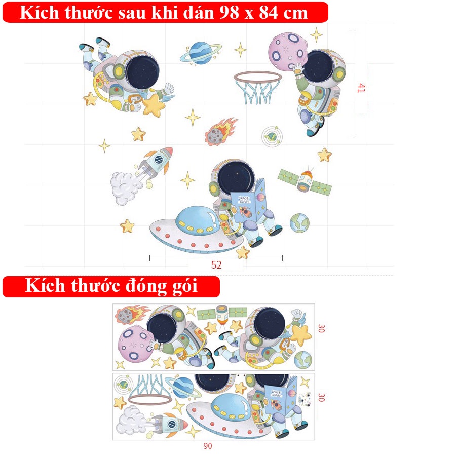 Sticker Giấy Dán Tường Decal Dán tường Tranh Dán Tường Trang Trí Tường Mẫu Khám Phá Vũ Trụ ZH92