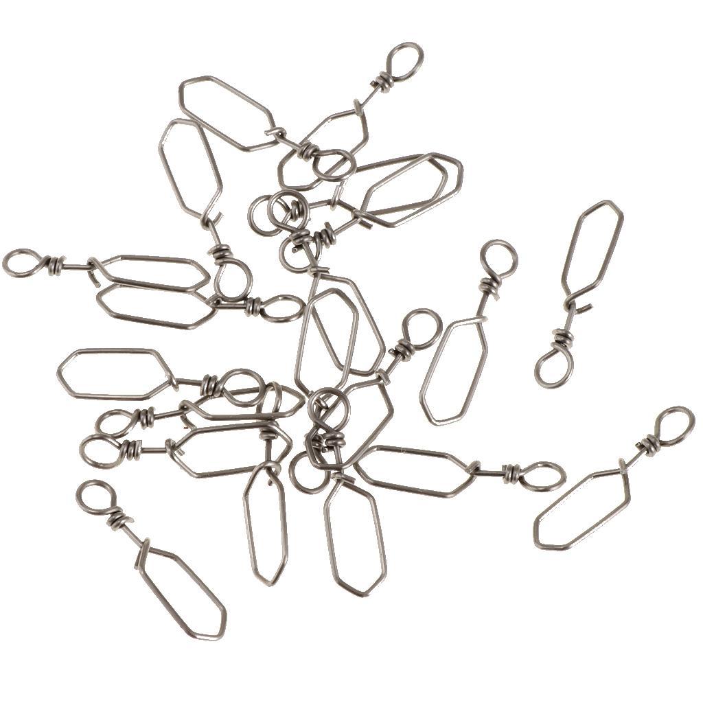 20Pcs High Strength Fishing Rolling Swivel with Coastlock Snap, Copper Stainless Steel Connector