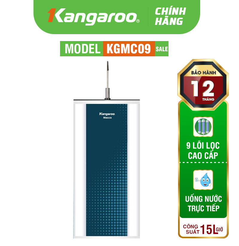 Máy Lọc Nước Kangaroo RO MACCA KGMC09VTU (9 lõi - vỏ tủ VTU màu xanh) - Hàng Chính Hãng