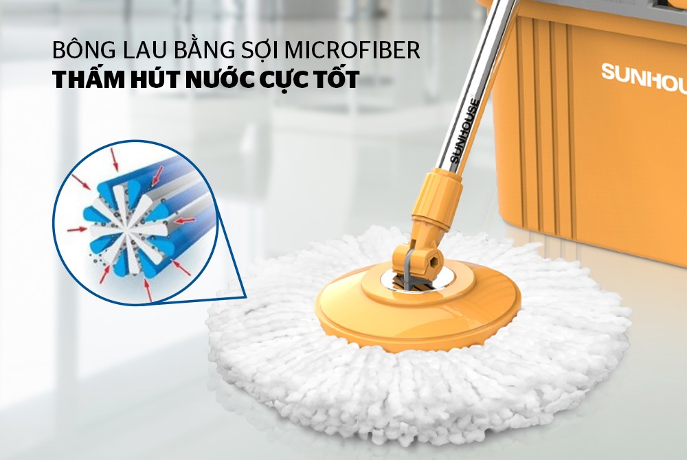 Cây lau nhà xoay 360 độ Sunhouse KS-MO350I - Hàng Chính Hãng