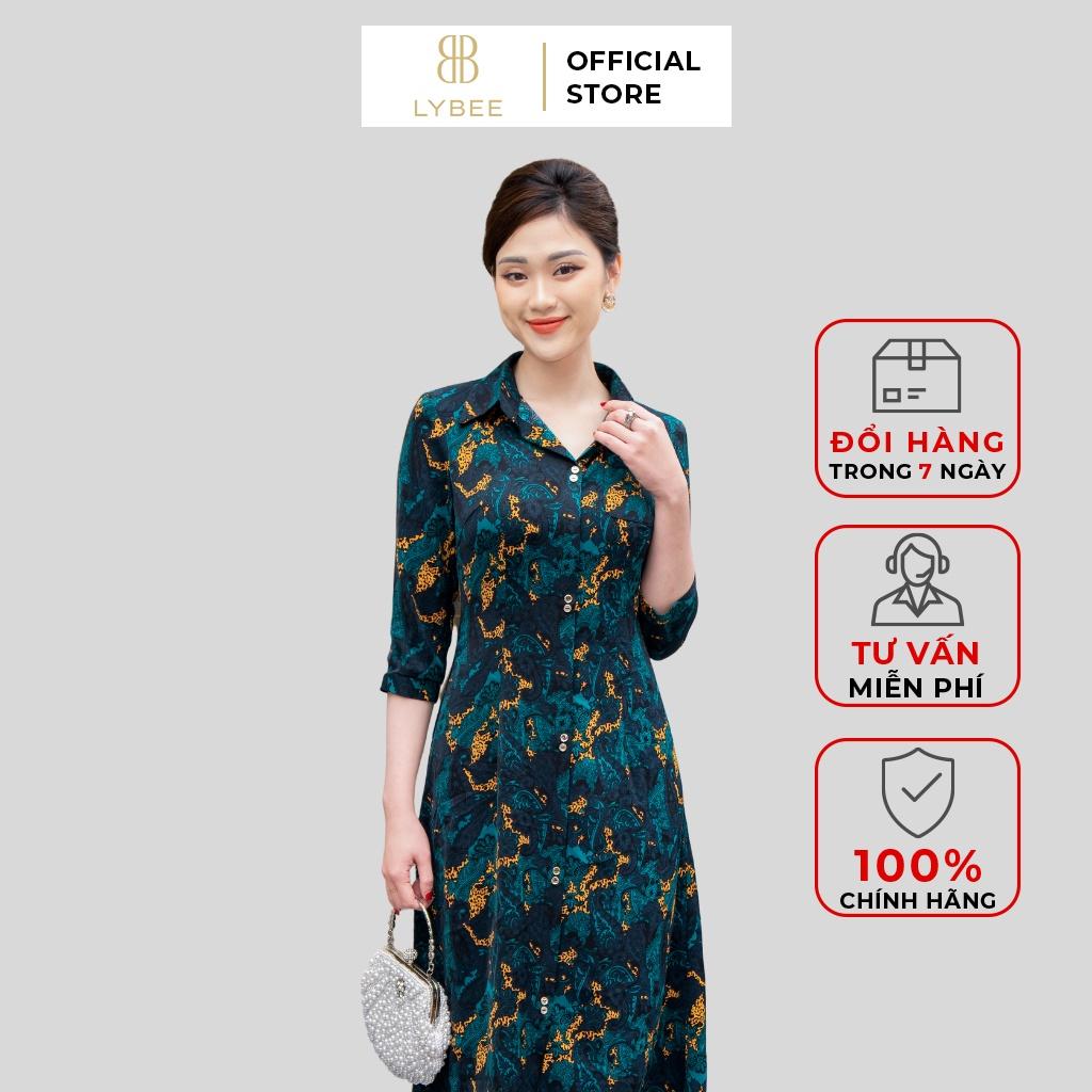 Đầm dự tiệc quý bà LYBEE thiết kế cổ Đức dài tay thanh lịch kích thước 45~75kg LV684
