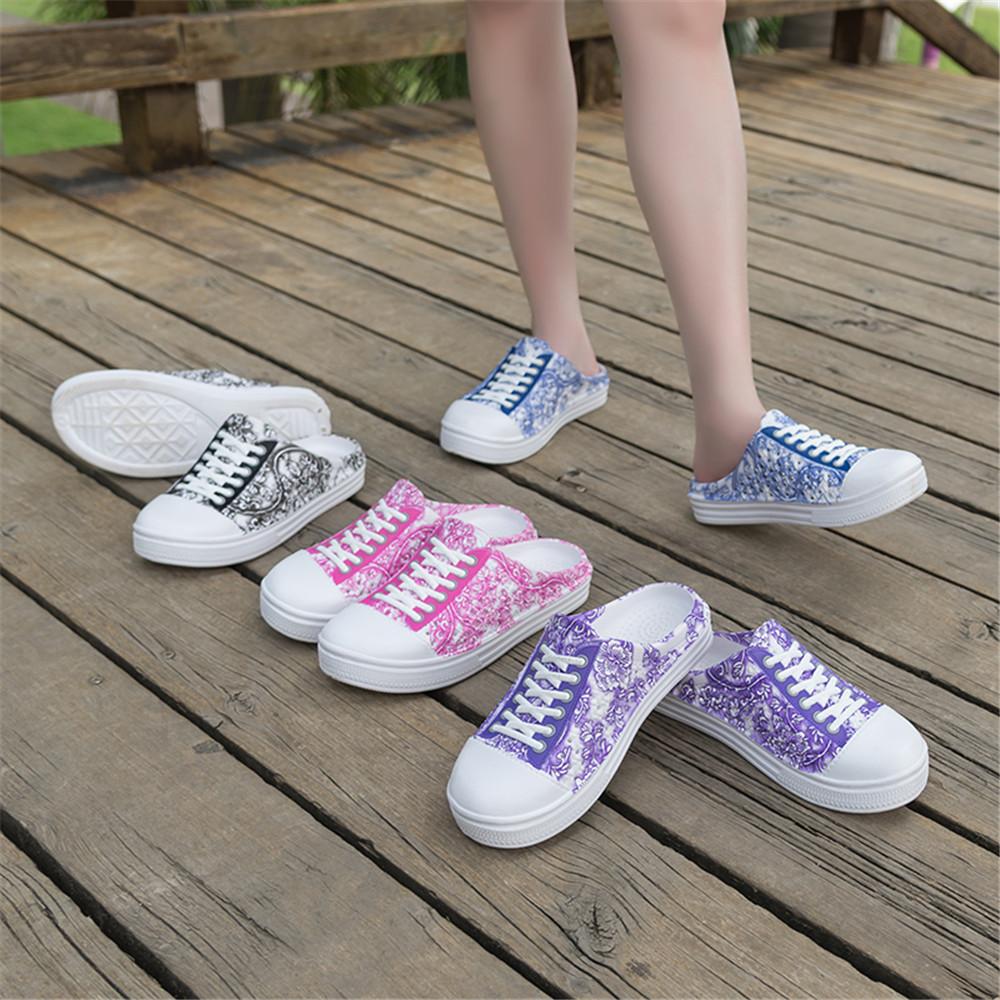Thời Trang Nữ Mùa Hè Đựng Quần Áo Rỗng Bể Bơi Ngoài Trời Giày Sandal Đi Biển Giày Nước Tắm Xỏ Nhẹ Con La Color: floral purple Shoe Size: 36