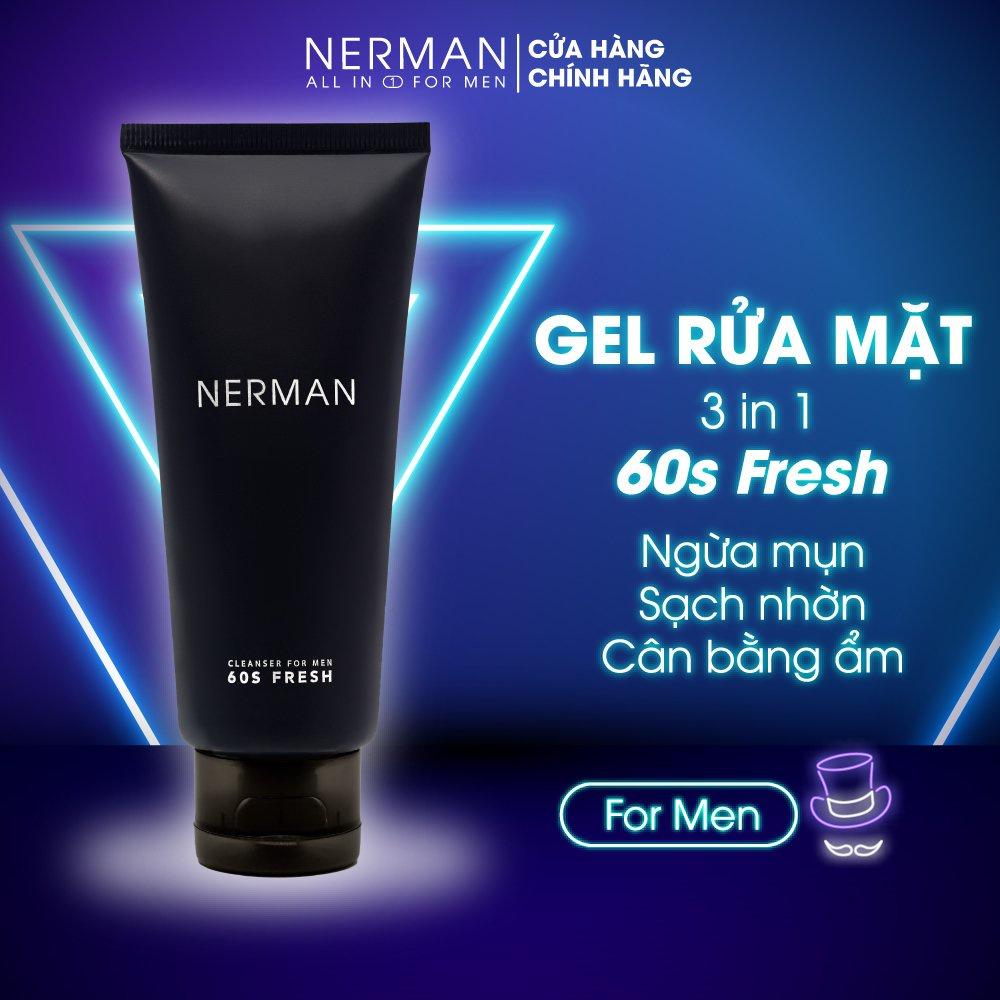 Combo Manly Nerman - Sữa tắm gội hương nước hoa cao cấp 350ml & Gel rửa mặt ngừa mụn 100ml