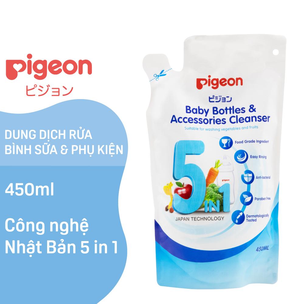 Dung dịch súc rửa bình sữa &amp; phụ kiện Pigeon 500ml/ 450ml túi thay thế