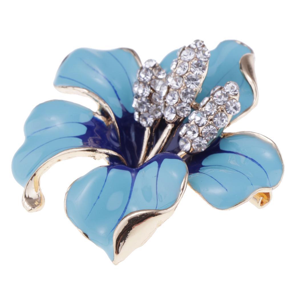 Enamel Crystal Rhinestone Pin Bridesmaid Dress Lily Flower Brooches