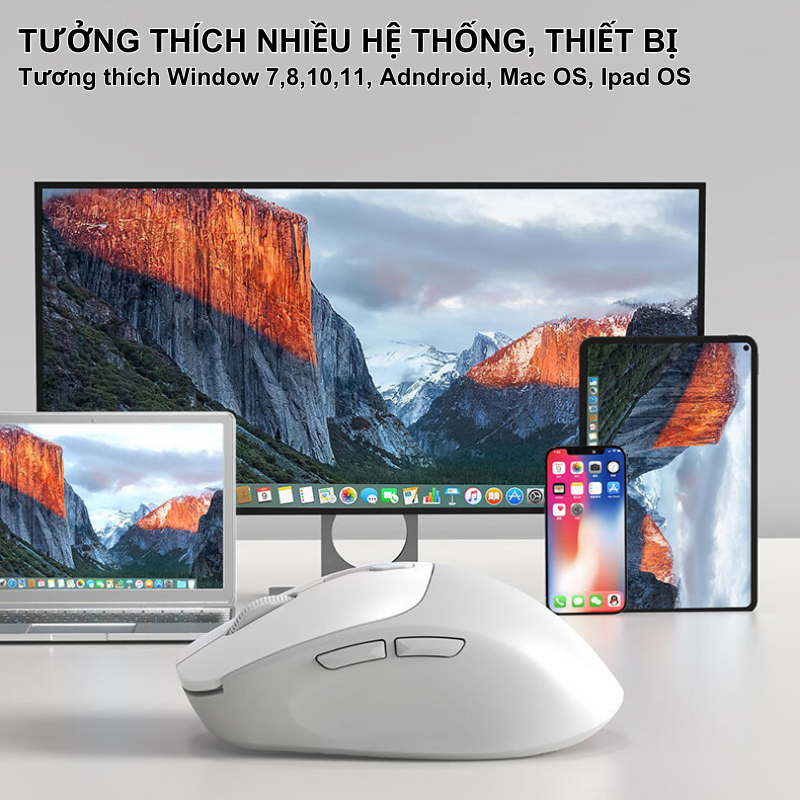 Chuột Không Dây Bluetooth SEASY Eweadn Q5, Chống Ồn, Độ Nhạy Cao, Kết Nối Bluetooth 5.0 và Wireless 2.4 GHz - Hàng Chính Hãng