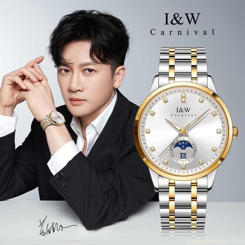 Đồng Hồ Nam I&amp;W Carnival 625G1 Chính Hãng Full Box Chống Nước Kính Chống Xước Dây Thép Cao Cấp BH 60T (Máy Cơ Tự Động)