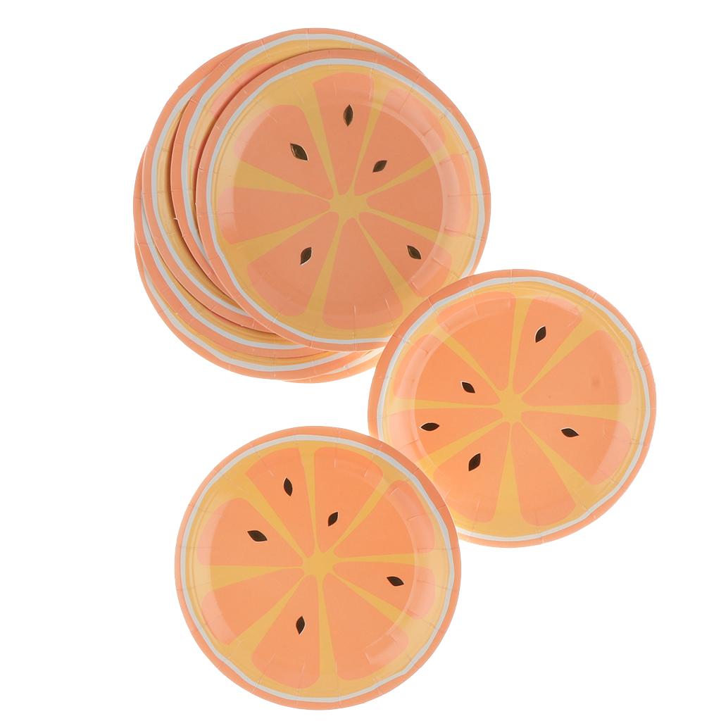 8 Pieces Gilding Fruit Lemon Paper Plates Disposable Party Cake Tray