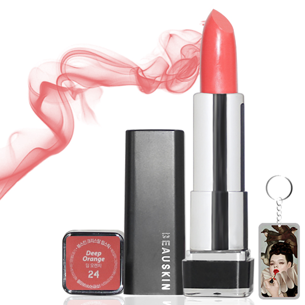 Son môi lâu trôi nhiều dưỡng Beauskin Crystal Lipstick 3.5g (#24 Hồng cam) và móc khóa