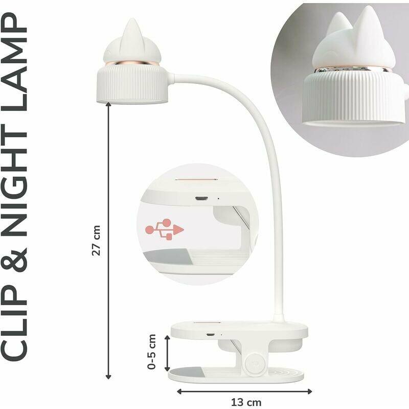 Hình ảnh Đèn kìm linh hoạt với đèn ngủ/với pin sạc/đèn đọc sách có thể sạc lại USB và đèn đọc sách cho bàn, giường, bàn cạnh giường - ánh sáng, thực tế - hoàn hảo cho trẻ em - màu trắng
