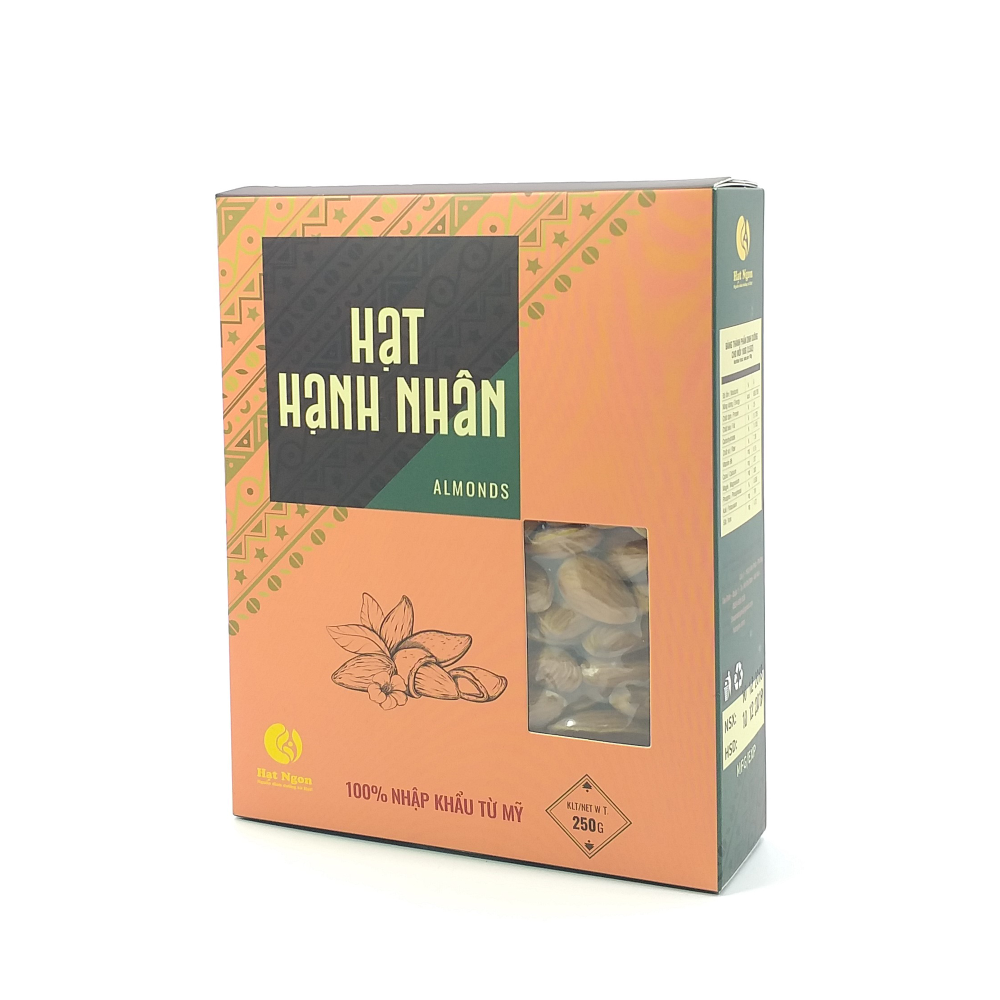 Hình ảnh HẠT HẠNH NHÂN MỸ RANG NGUYÊN VỊ - HỘP 250G