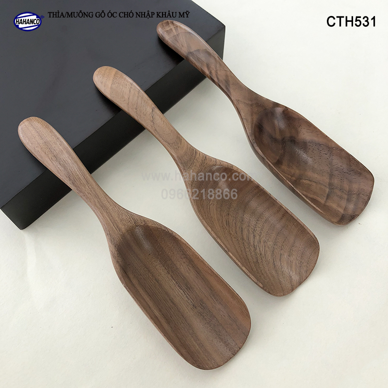 Thìa/Muỗng xúc trà gỗ Óc Chó (15cm) CTH531 - Dùng xúc cafe, xúc gia vị, ăn uống sạch, decor trang trí