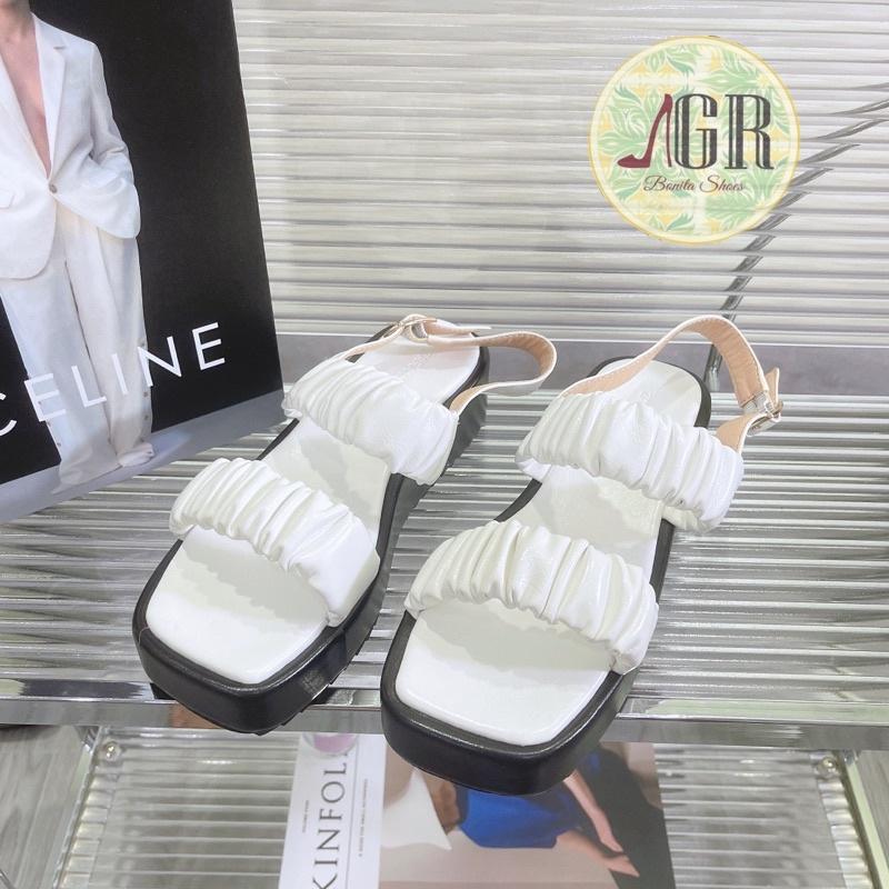 Sandal xuồng 2 quai nhún da siêu mềm cao 3 cm