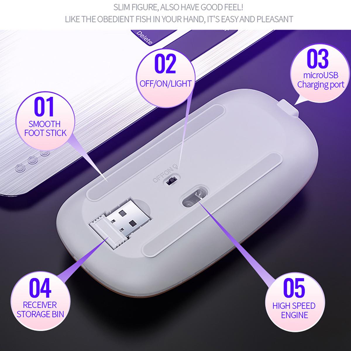 Chuột Không Dây Sạc Bluetooth 5.0 Chuột Máy Tính Tắt Tiếng USB Mause Có Đèn LED Backlit Văn Phòng Chuột Cho Máy Tính Laptop