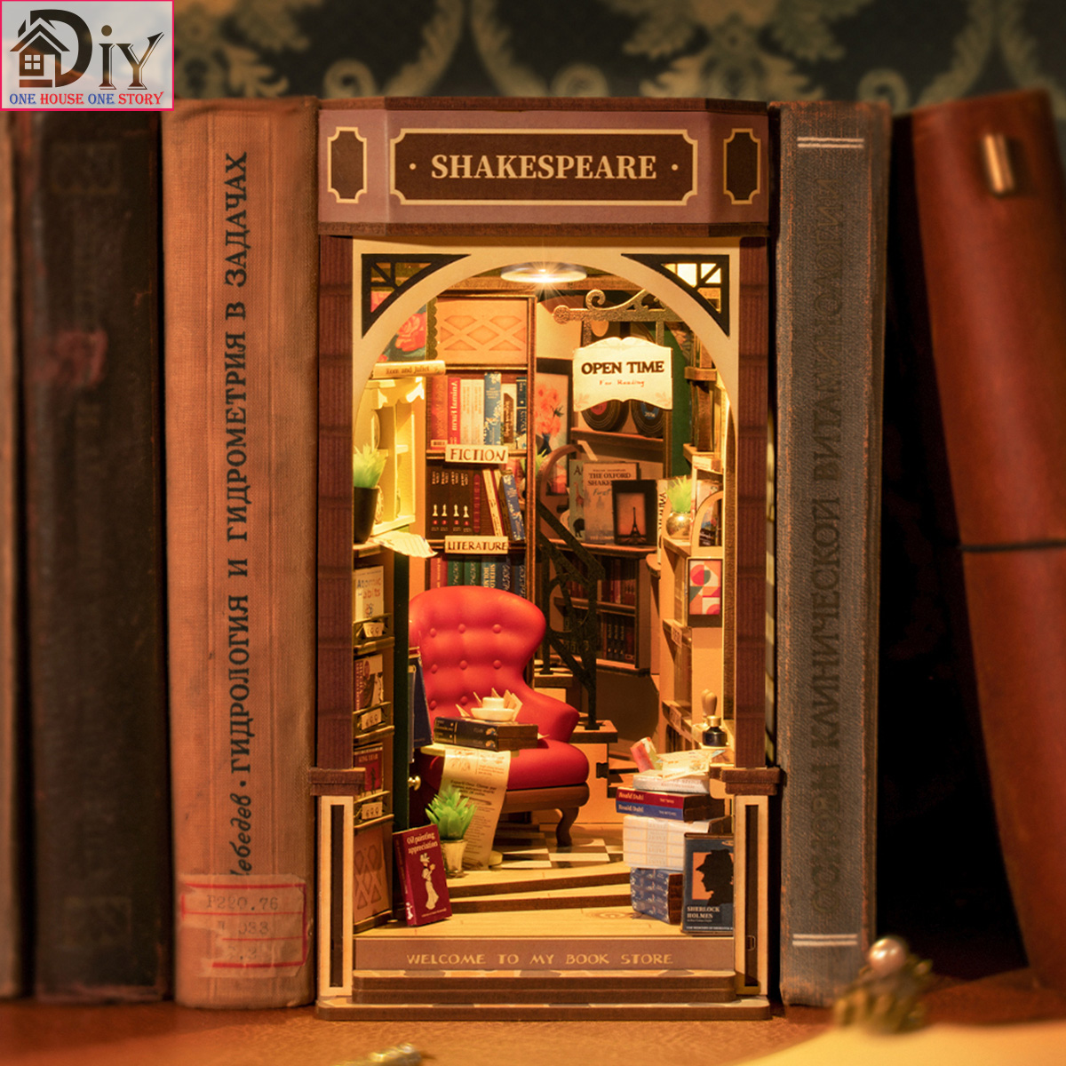 Book nook tự lắp ráp bằng gỗ 3D Robotime Rolife Book StoreTGB07 - Quà tặng sinh nhật giáng sinh