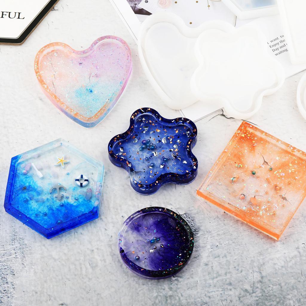 9 Pcs Square Round Shape Resin Silicone Mold Baking Mold Cake Topping Cake Mold Biscuit Mold