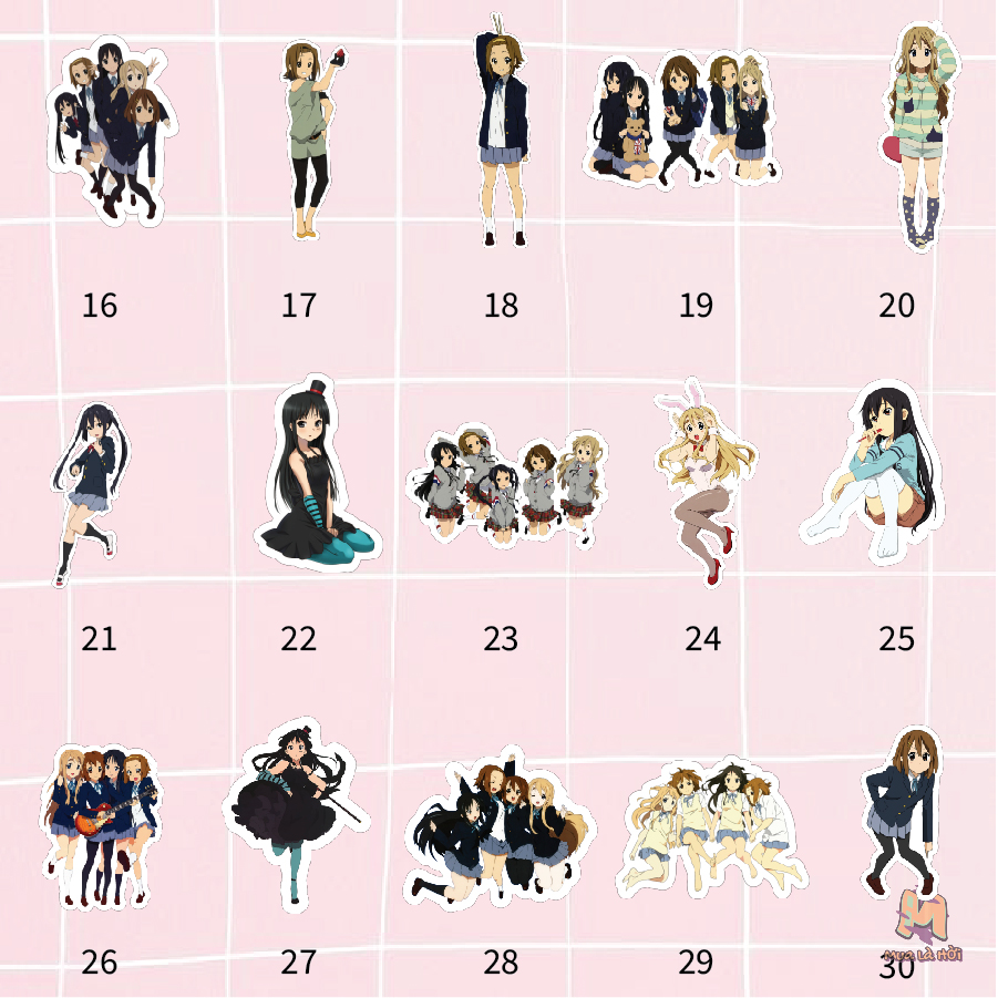 Miếng dán Stickers chủ đề K-On!