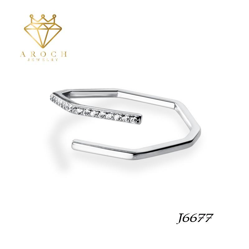 Nhẫn nữ hở freesize,hợp với mọi kích cỡ ngón tay,bạc Ý s925 hình đa giác J6677- AROCH Jewelry