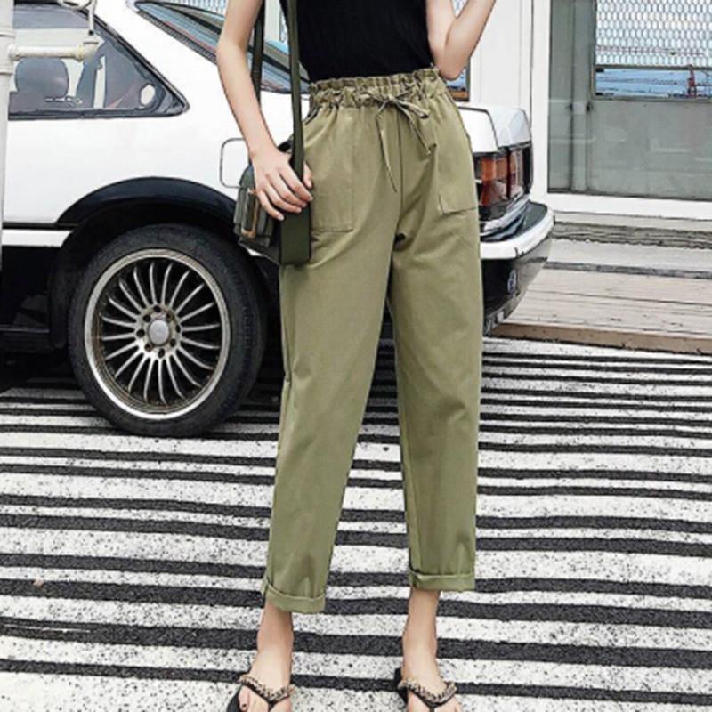 Quần dài lưng cao dáng rộng phong cách Hàn Quốc thời trang cho nữ