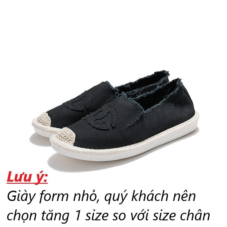 Slip on cói nữ - Giày lười vải nữ cao cấp - Vải thô 2 màu đen và trắng- Mã SP 310
