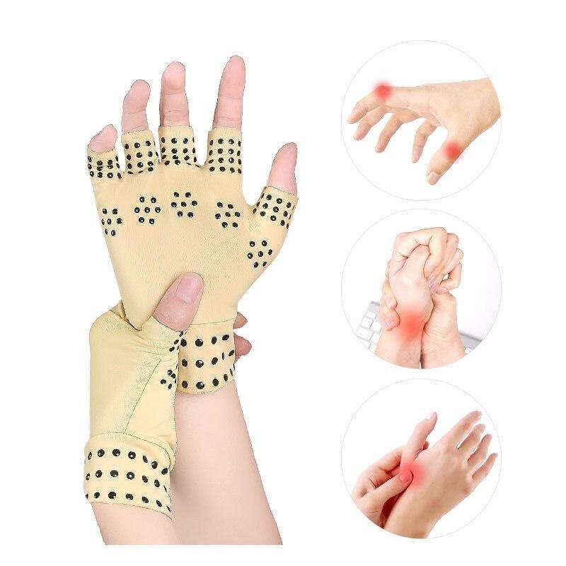 1 Pair Therapy Fingerless Massage Gloves Relief Arthritis Pain Heal Joints Braces Supports Health Care Tool
