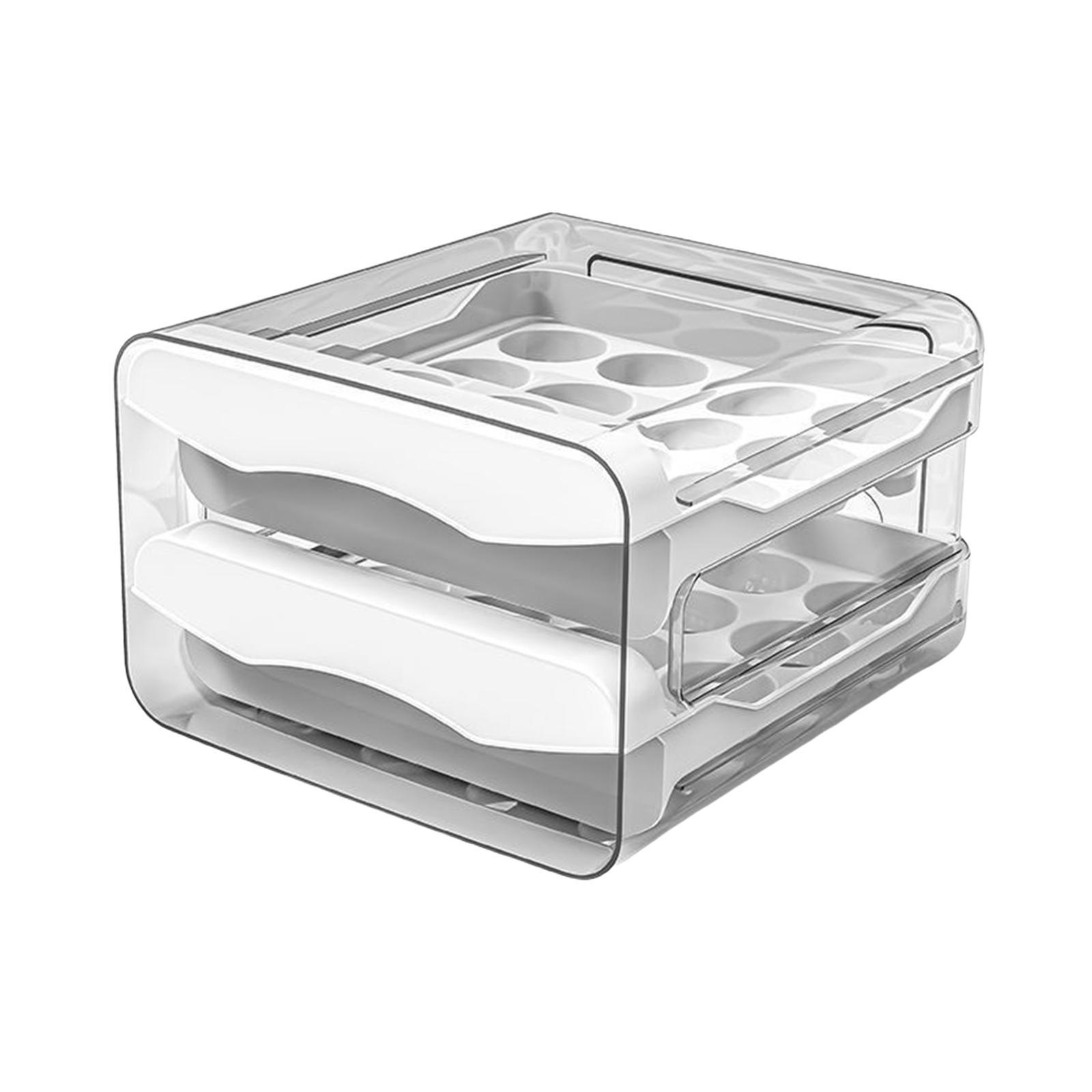 Egg Holder for Fridge Egg Fresh Storage Box Space Saving Large Capacity 2 Layers Egg Tray Egg Storage Container for for Kitchen Refrigerator