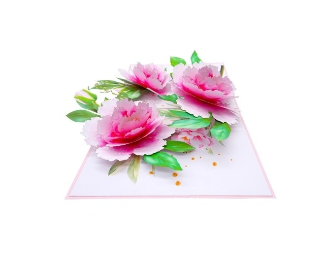 Thiệp 3D Hoa Mẫu Đơn Hồng Thanh Lịch – Thiệp Pop Up Cao Cấp, Tặng Sinh Nhật, Kỷ Niệm, 8/3, 20/10, Lễ Tình Nhân, F41