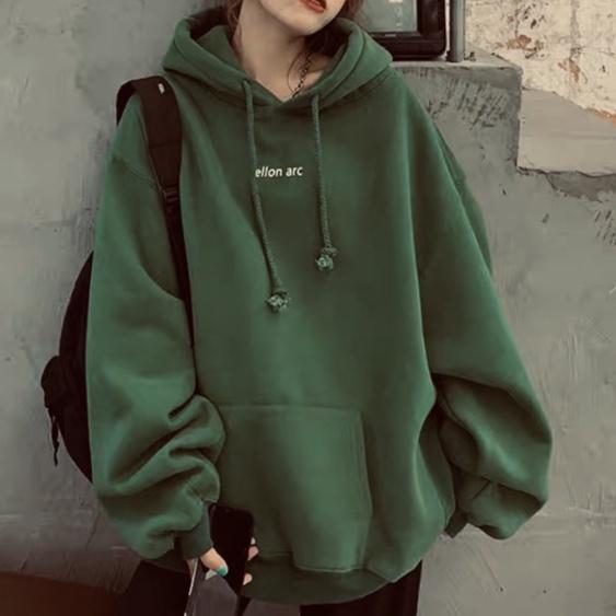 Áo hoodie nữ form rộng, Áo hoodie nữ form rộng nỉ dày có mũ unisex màu xám mặc nhà đi chơi đi học ulzzang hàn quốc