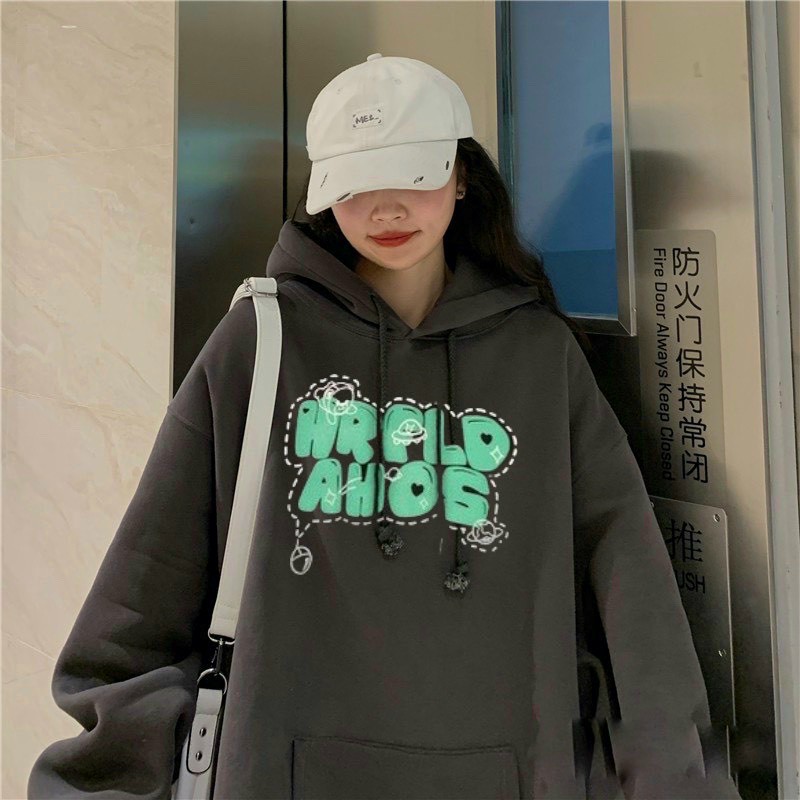 Áo khoác nam nữ Hoodie nỉ trơn Basic in chữ NỔI form rộng có mũ Ulzzang giá rẻ couple