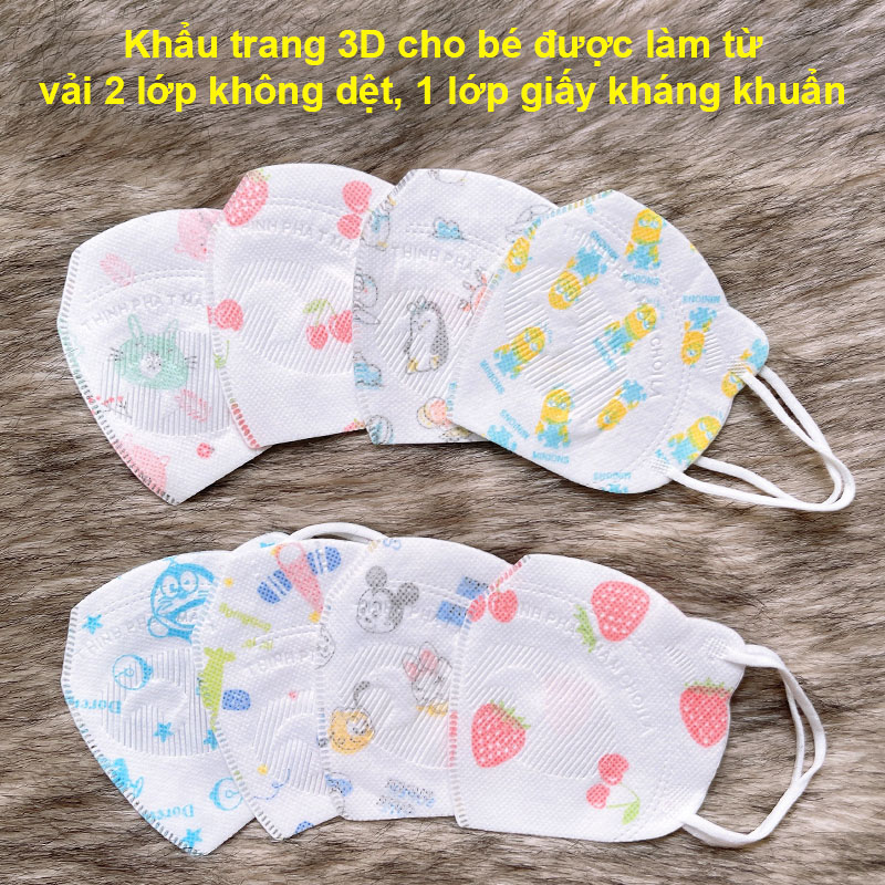 Khẩu trang mầm chồi lá cho bé, Khẩu trang 3D cho bé 4-10 tuổi kháng giọt bắn, kháng khuẩn Baby-S – SM018