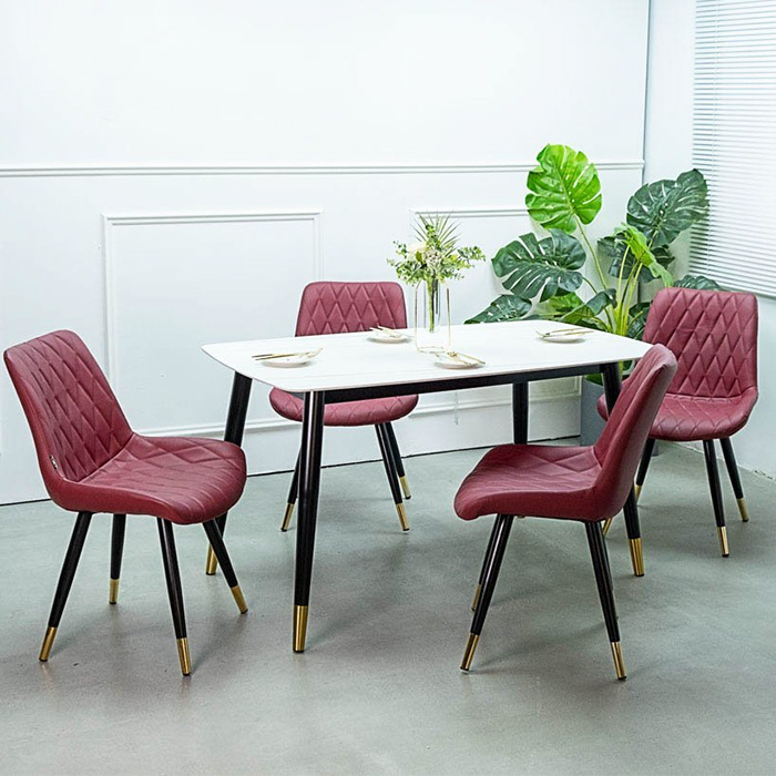 Ghế phòng ăn LUX Ghế tiếp khách ghế cafe thân bọc nệm da / simili chân thép sơn tĩnh điện bọc ống đồng đẹp cao cấp hiện đại HCM