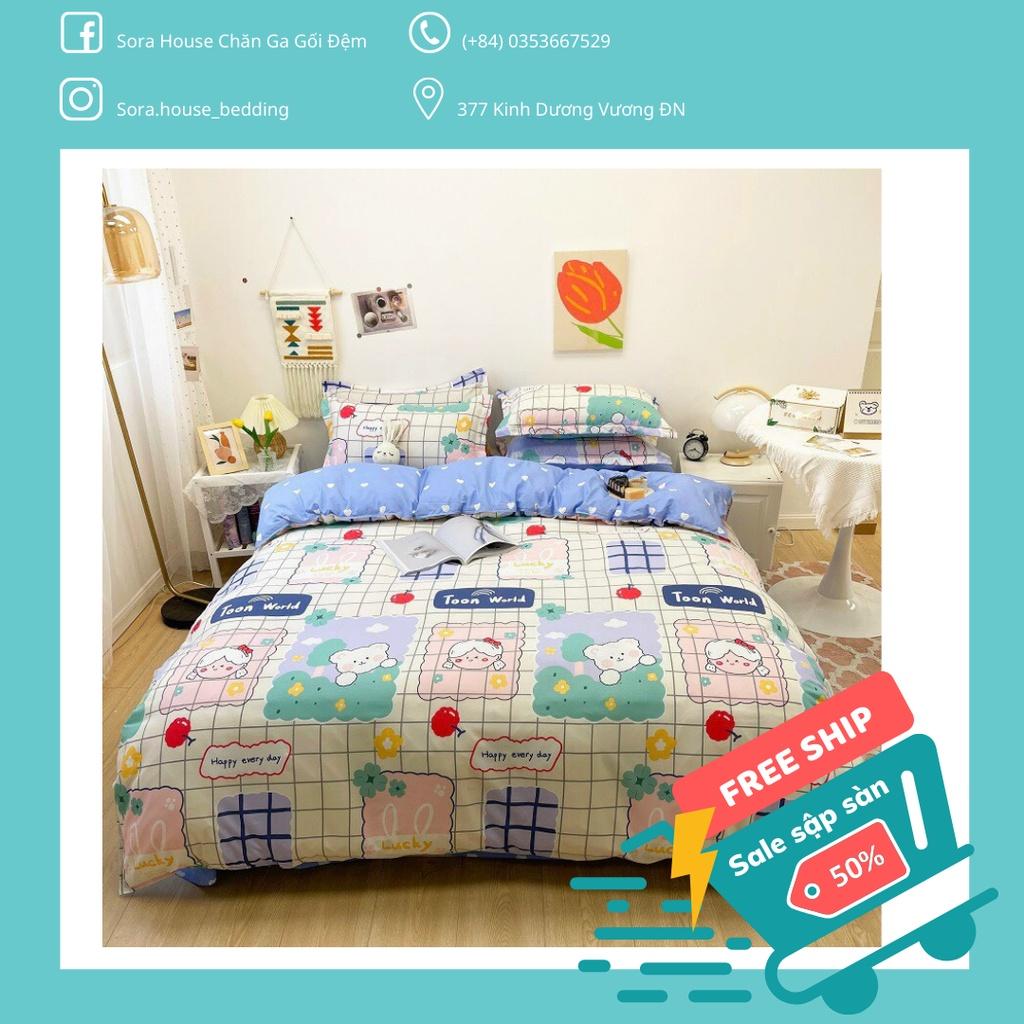 Bộ chăn ga poly ô vuông xinh