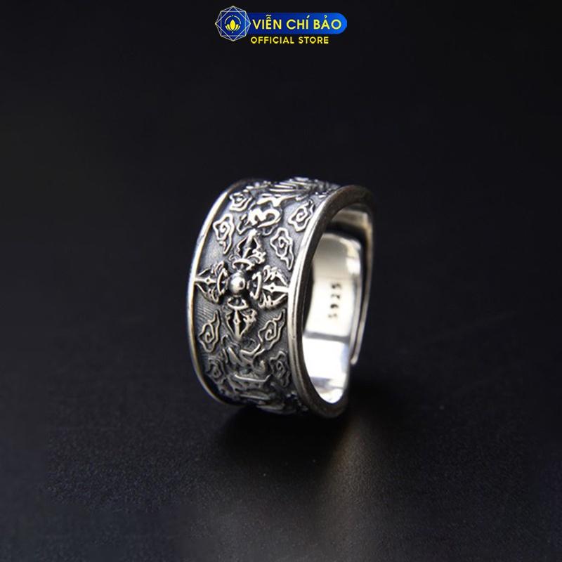 Nhẫn bạc nam khắc Kim Cang Lục Tự bản to chất liệu bạc Thái S925 nam tính mạnh mẽ thương hiệu Viễn Chí Bảo N100020