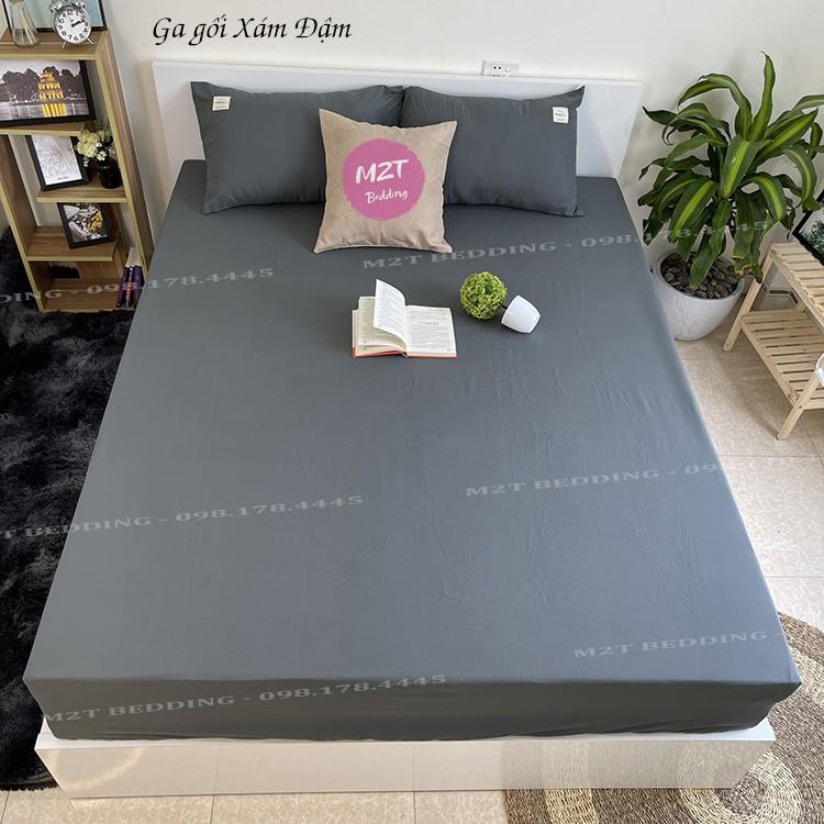 Bộ grap giường và vỏ gối Cotton Tici M2T Bedding, ga gối Cotton thun lạnh Hàn Quốc đủ size drap nệm