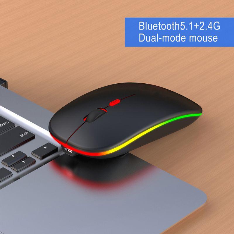 Chuột Không Dây 2.4GHz Bluetooth 5.1 Hai Chế Độ Tắt Tiếng Quang Ga Mi Ng Mi Ce Cho Macbook Air Cho Tiểu-Mi Macbook Pro