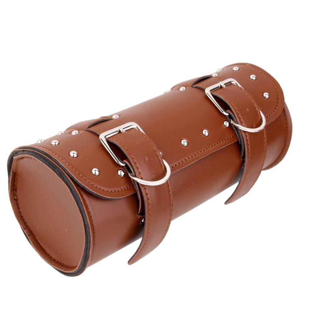 1x Luggage Saddle Bag Motorcycle Luggage Tool Bag Roll Brown Color