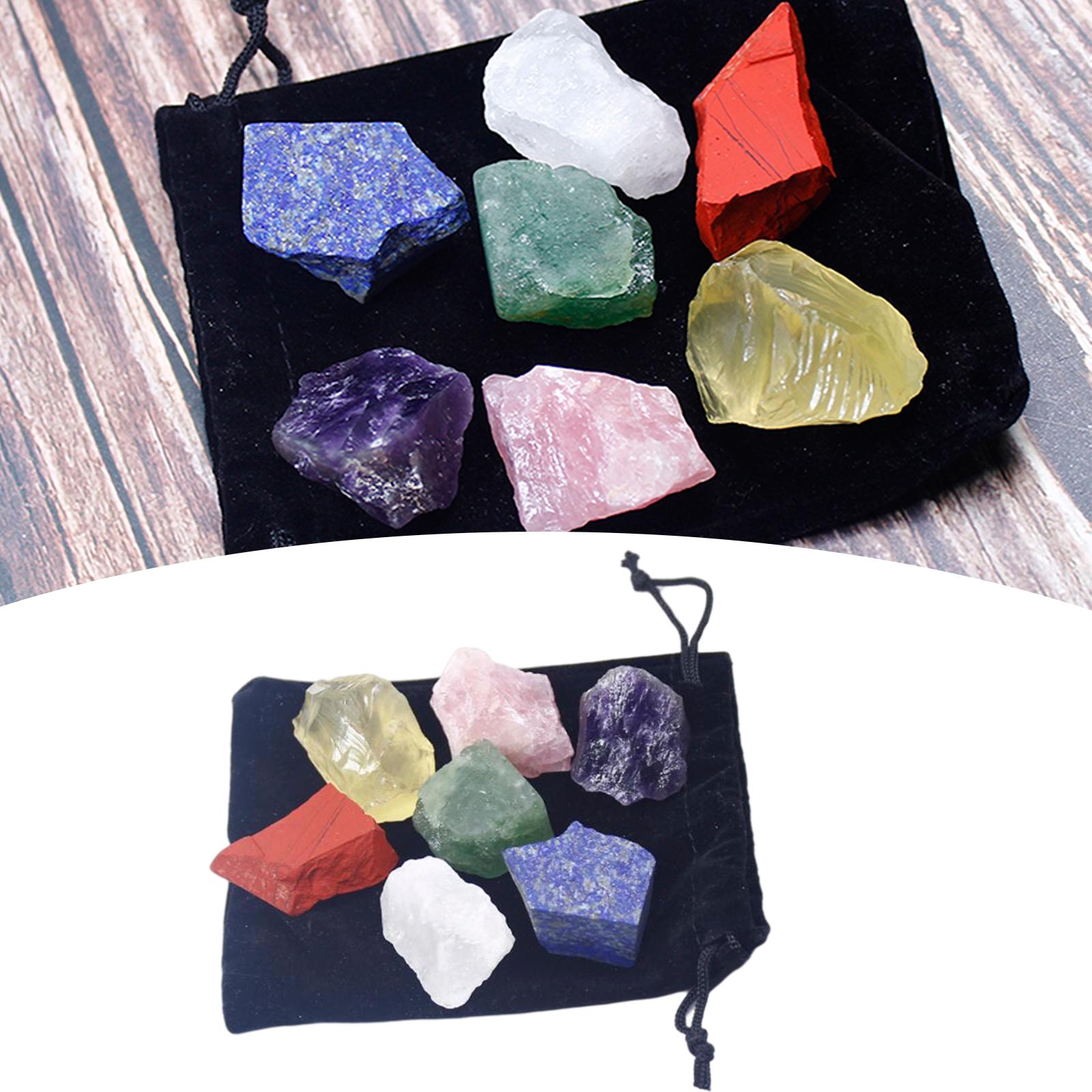 7pcs/Set Energy Infused Natural Raw Heal Crystals Tumbled Stones 7 Colors Chakra Stones Large Gemstones