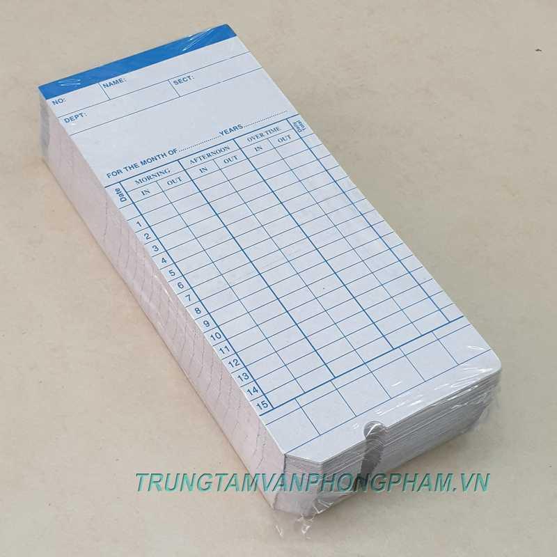 LỐC 100 TỜ thẻ chấm công giấy tiếng Hoa Anh Việt Okyo Mita Wise Eye Ronald jack Umoi card RJ 2200 3300 7500
