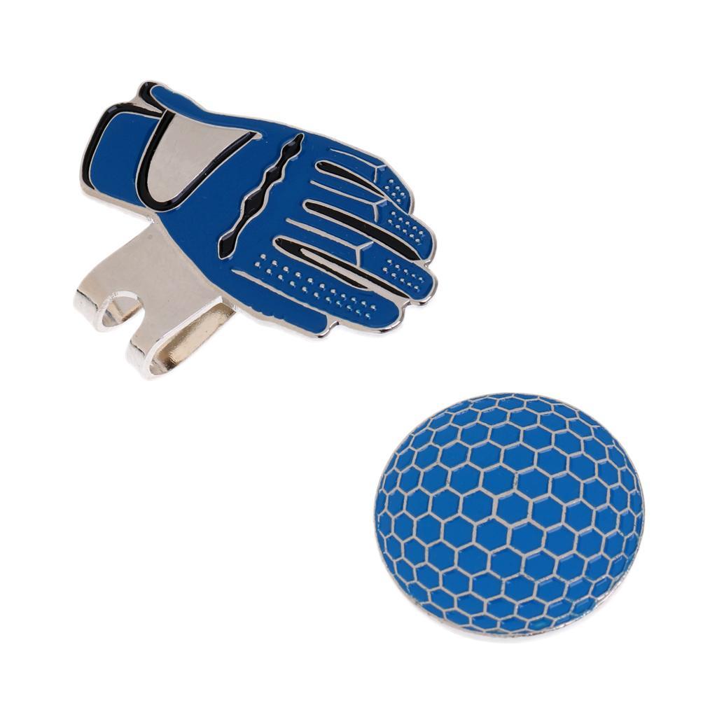 2 Pcs Novelty Glove Pattern Golf Hat Clip w/ Magnetic Ball Marker