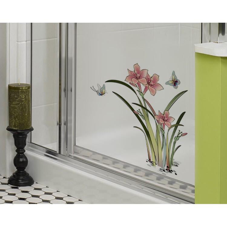 Decal trang trí Kính Cao Cấp - Hoa Ly Đỏ