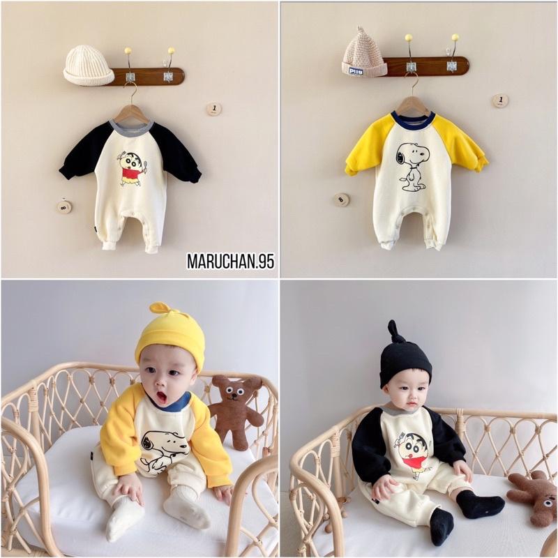 Body nỉ bông dài tay kèm mũ củ tỏi cho bé sơ sinh trai gái 4-12kg chất liệu nỉ bông quảng châu mềm mại