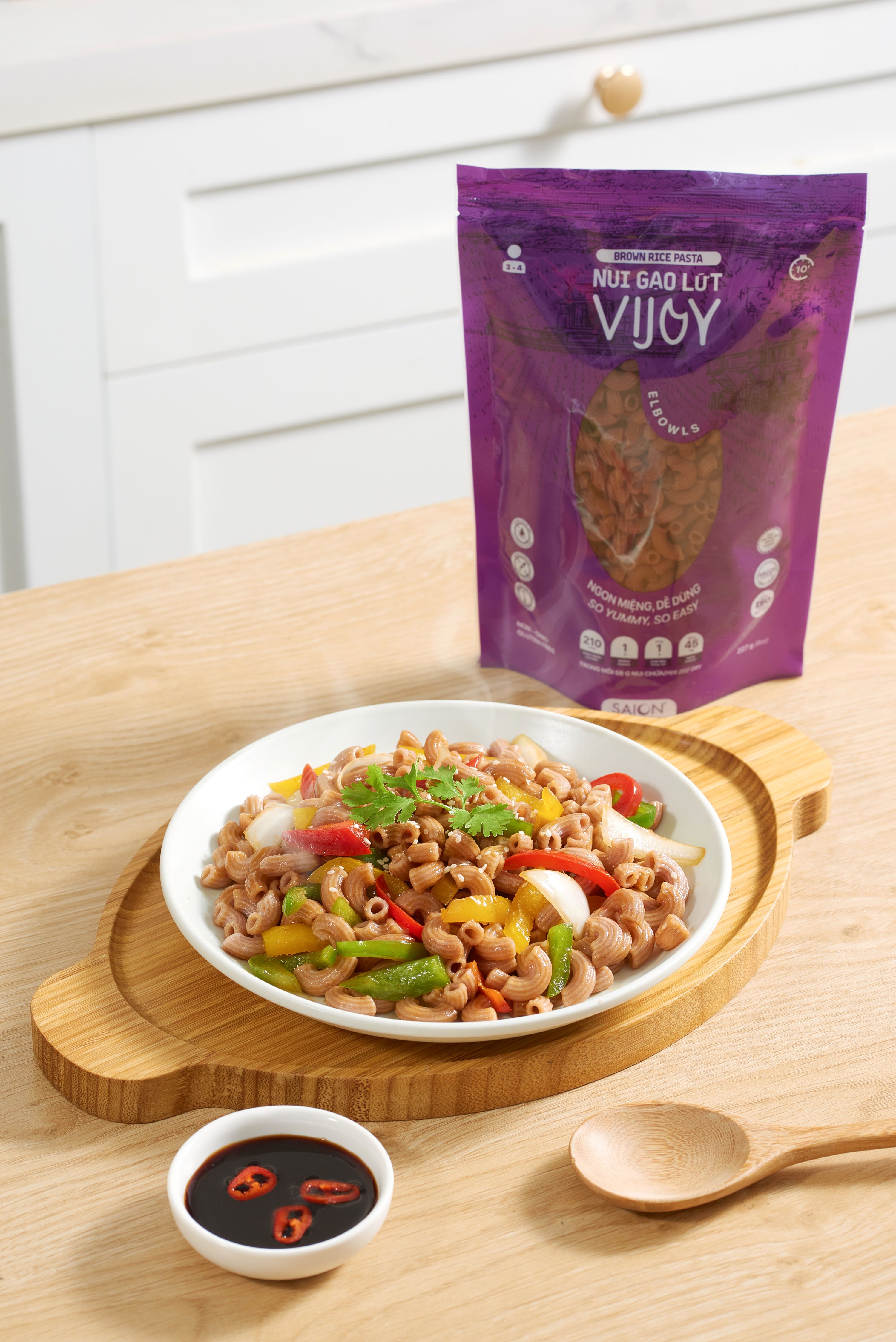NUI GẠO LỨT VIJOY _Nui ống ngắn_100% Thuần nhiên Eat Clean Thực Dưỡng Siêu Ngon