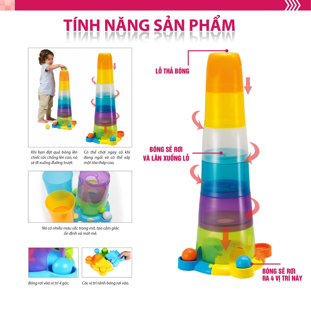 Tháp xếp chồng nhựa hình cốc kết hợp thả bóng vui nhộn winfun 0737 - 9 tới 24 tháng - đồ chơi giáo dục phát triển tư duy