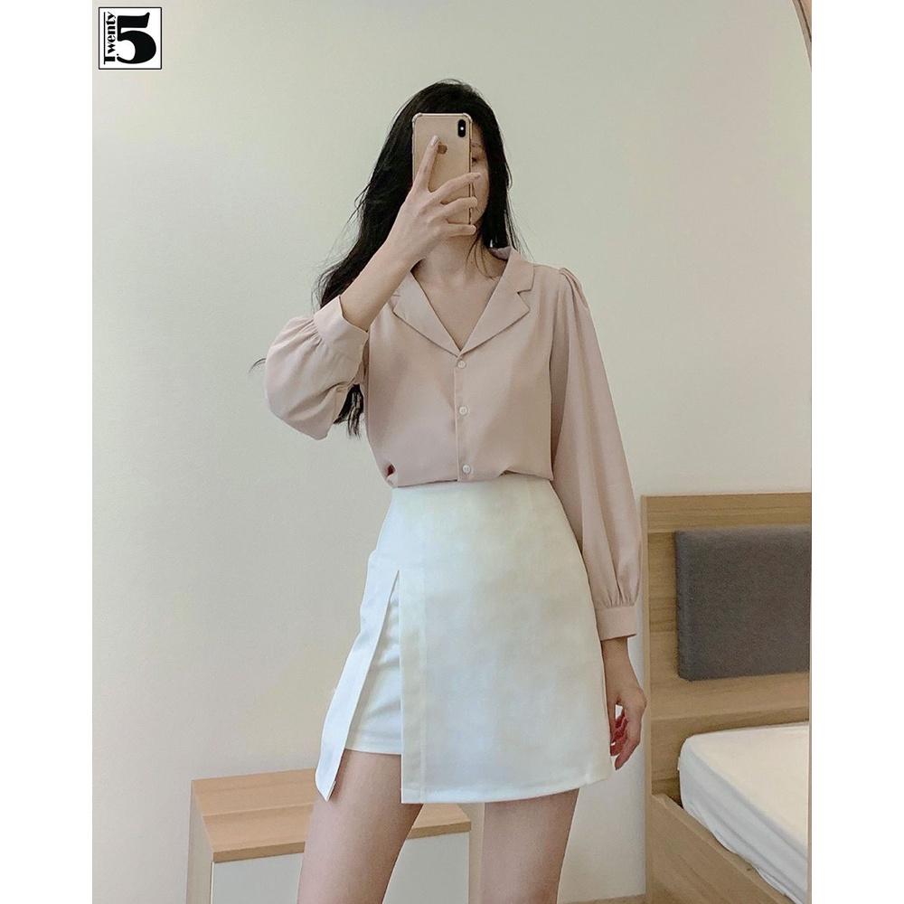 Áo sơ mi nữ công sở cổ bẻ 2 ve, tay bồng Twentyfive N1069