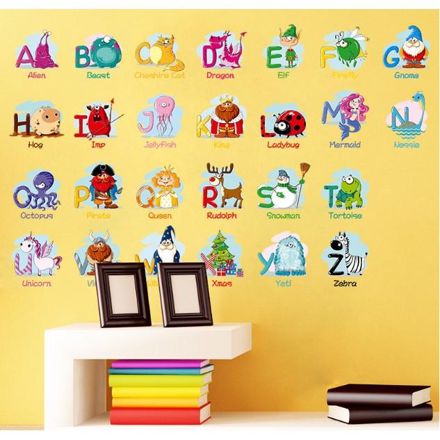 Decal trang trí tường - Bảng Chữ Cái Hoạt Hình vui nhộn