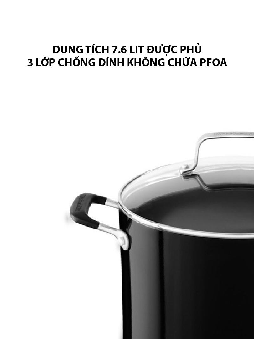 Nồi chống dính 7.6 L KitchenAid có nắp đậy màu đen - KC2A80SCOB