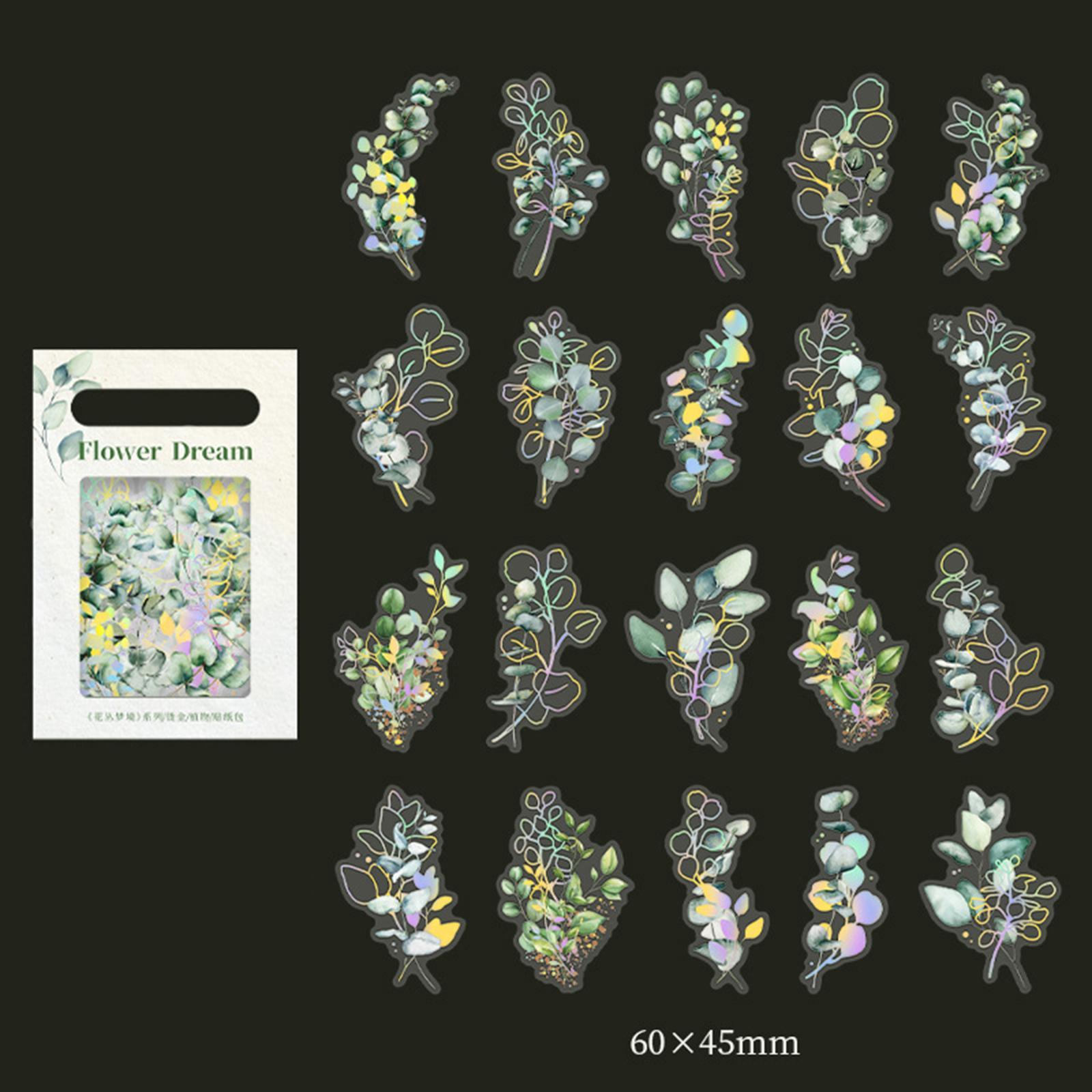 40Pcs Plant Stickers Scrapbooking Stickers DIY Crafts Waterproof Stickers PET Transparent Decorative Stickers  Notebook Diary